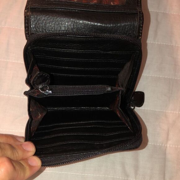 Brighton Convertible Pebbled Black Brown Silver Mini Wallet Crossbody Purse - Picture 8 of 16